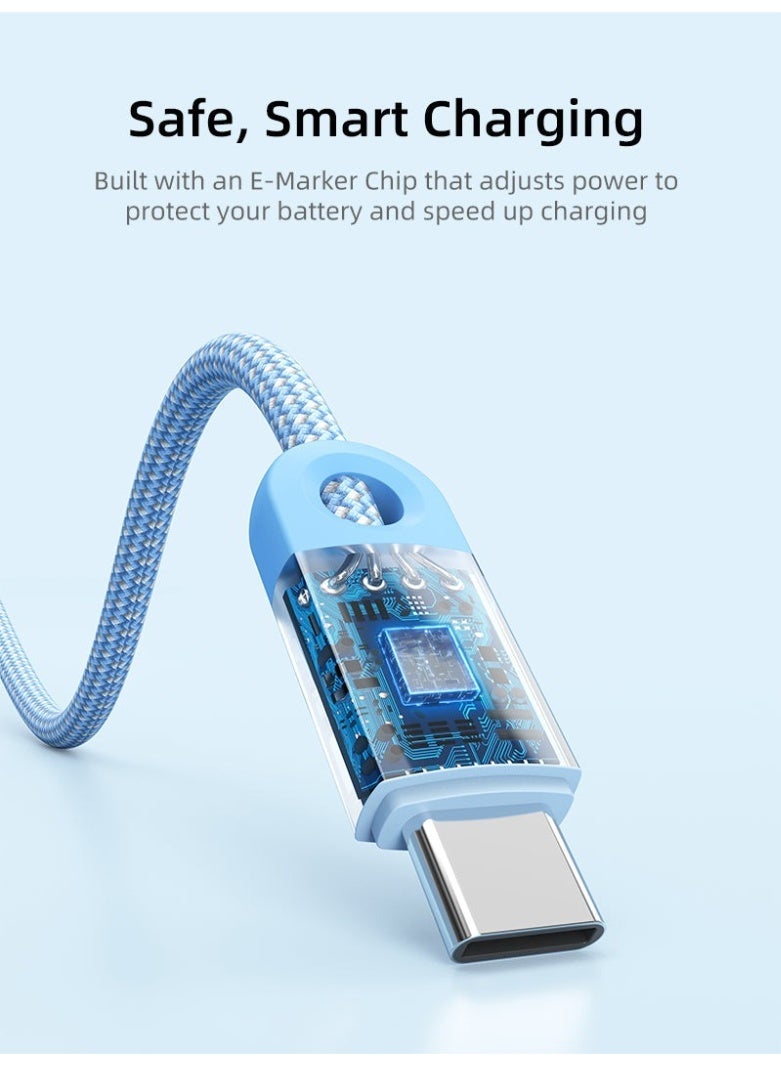 كابل تايم كابل شحن سريع USB-C إلى USB-C بقوة 100 واط، مضفر بطول مترين، متوافق مع أجهزة آيفون 17/16/16 بلس/16 برو/16 برو ماكس/15 - Image 5
